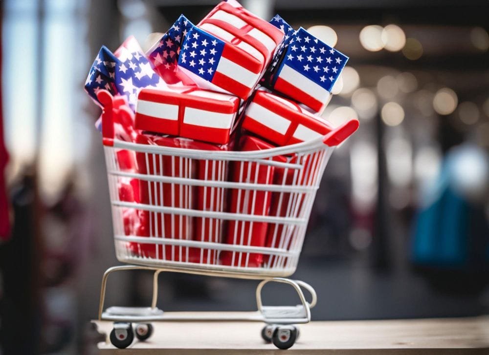 Shopping cart with USA