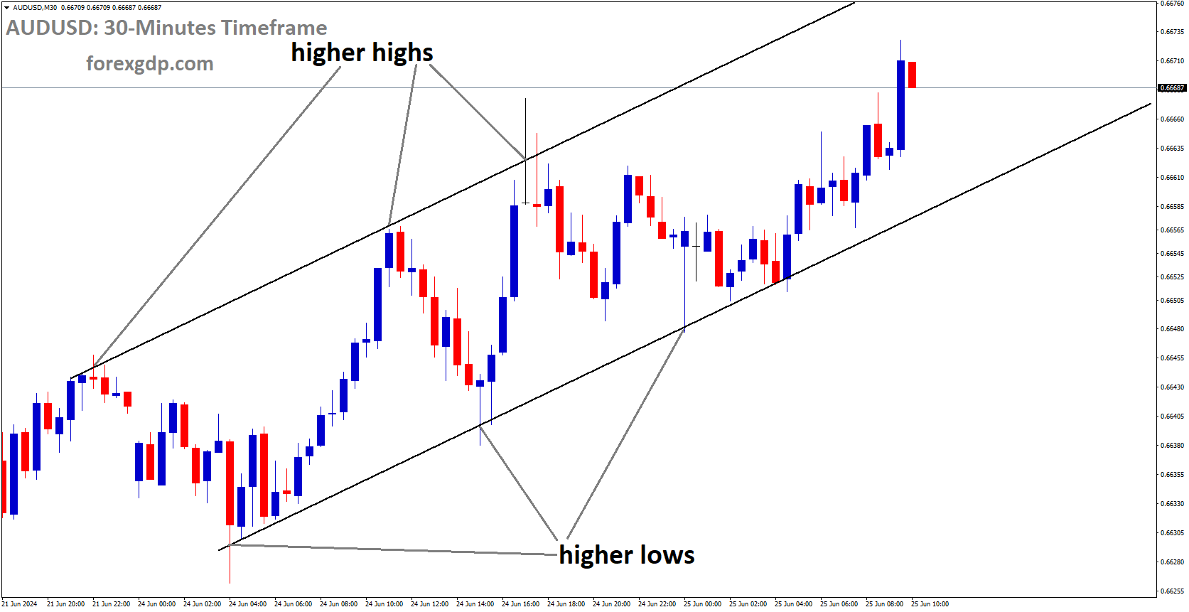 AUDUSD is moving in Ascending channel and market has rebounded from the higher low area of the channel