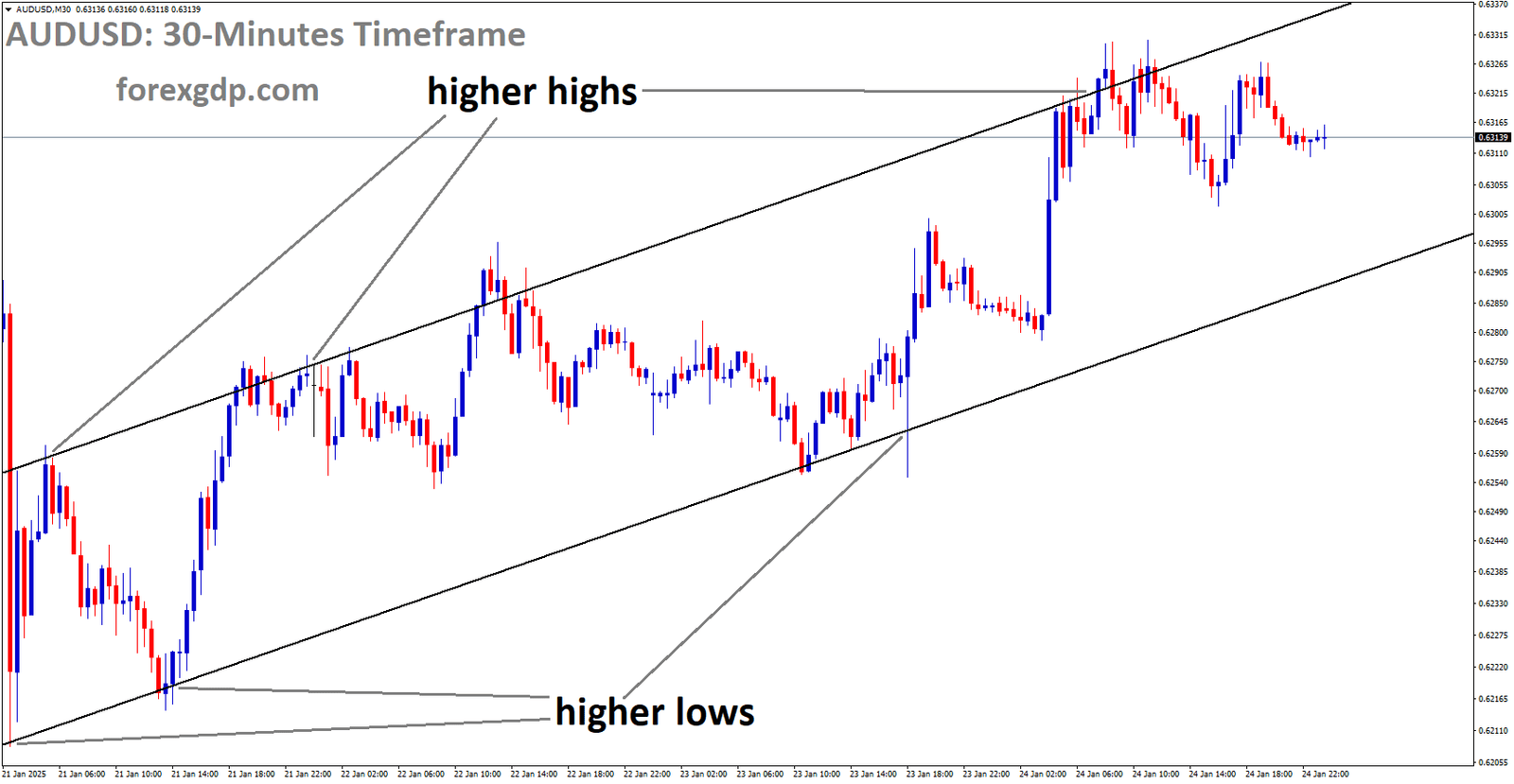 AUDUSD is moving in an Ascending channel and the market has fallen from the higher high area of the channel