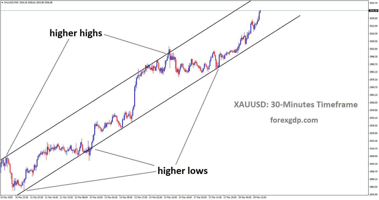 XAUUSD is moving in an Ascending channel and the market has rebounded from the higher low area of the channel